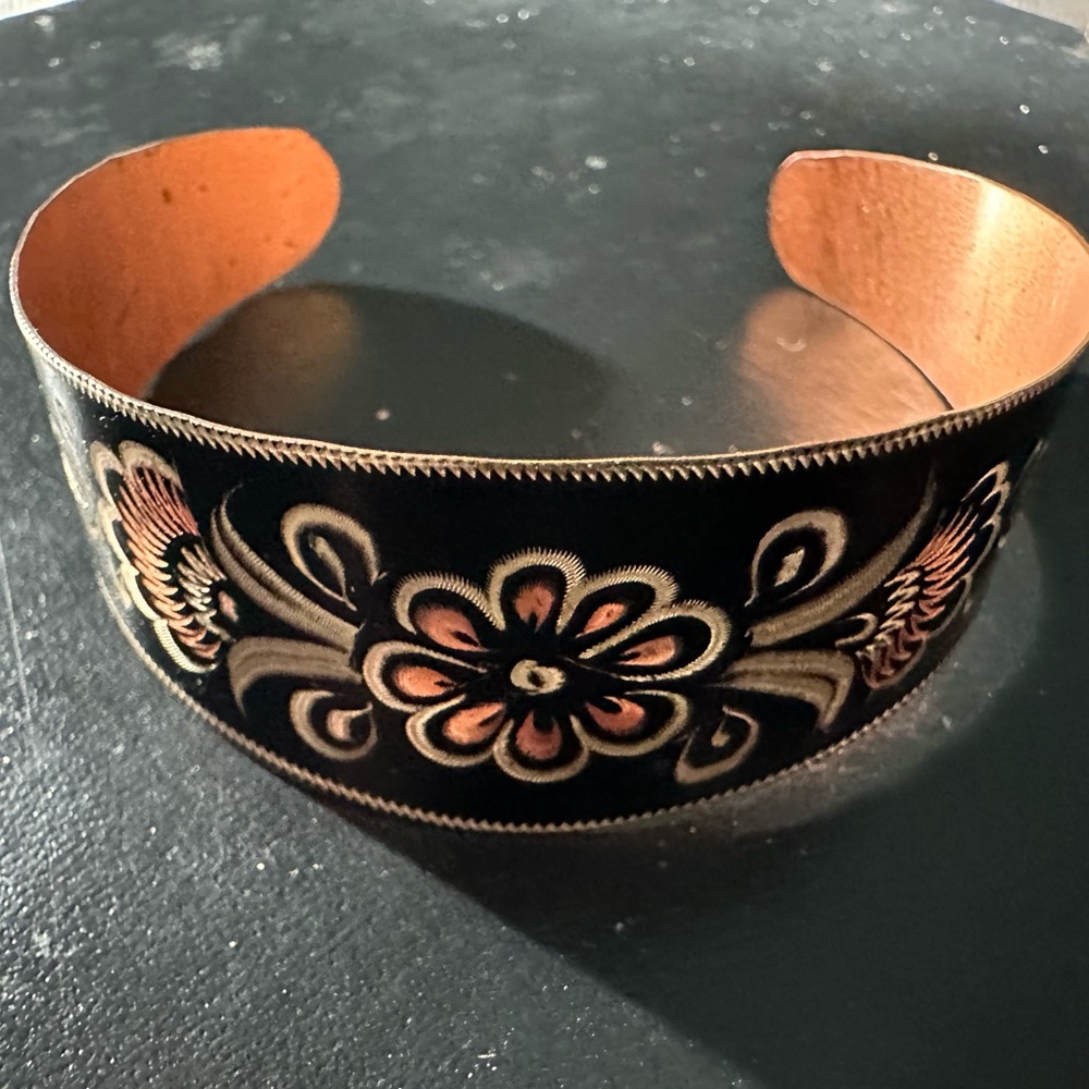 Vintage Painted Copper Bracelet
